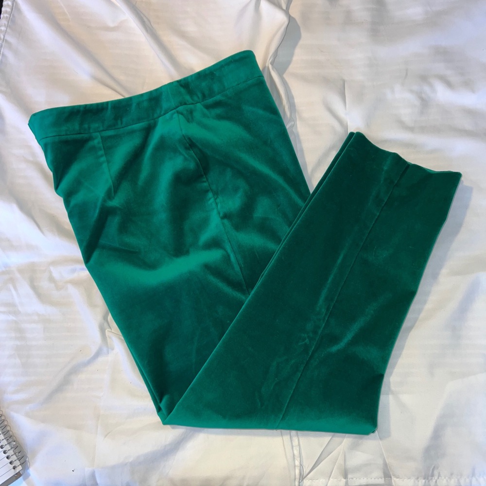 NWOT Vineyard Vines‎ Velvet Pants Emerald Green Stretch Career Party Size 14